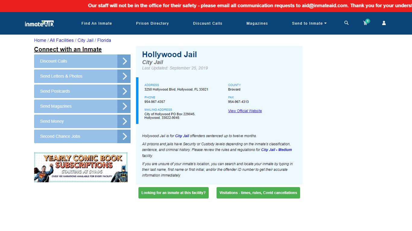 Hollywood Jail | Inmate Locator