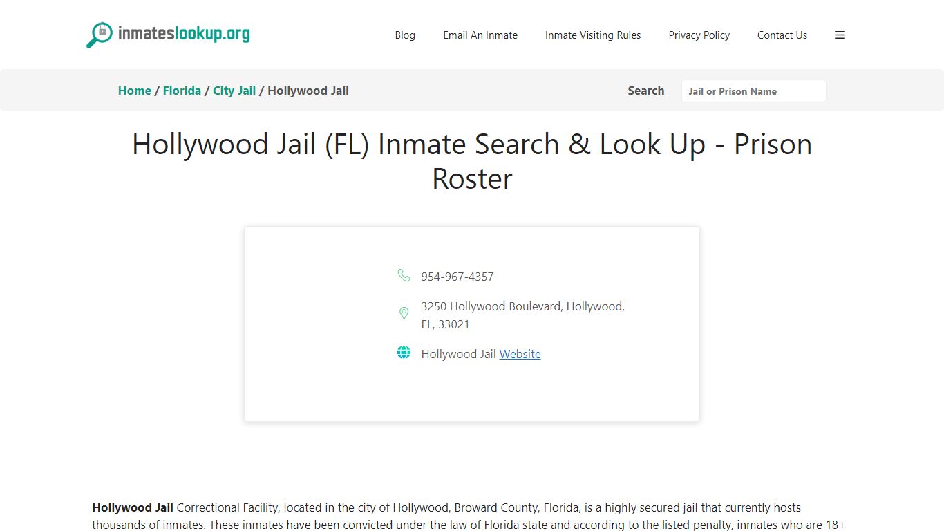 Hollywood Jail (FL) Inmate Search & Look Up - Prison Roster